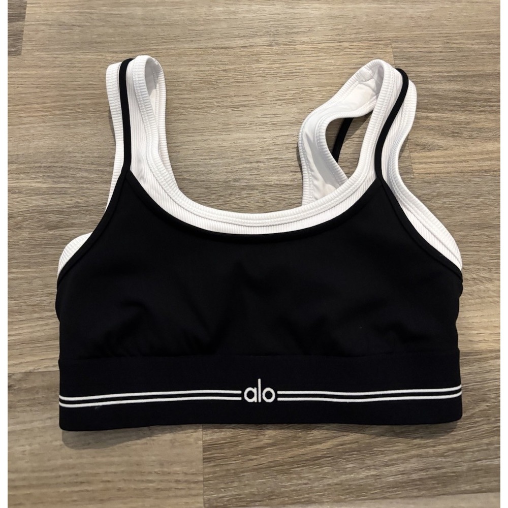Alo Yoga Airbrush Better Together Bra Black/White Small